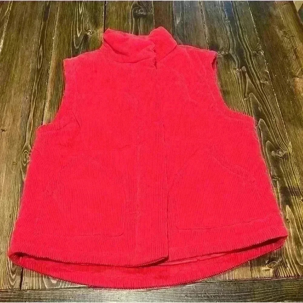 Mod-O-Doc Womens Sz Medium Red Orange Bulky Corduroy Vest